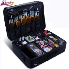 Makeup Train Case 3 Layer Large Size Professional Cosmetic Organizer Make Up Artist Box with Adjustable Shoulder